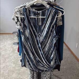 Striped Sleeveless Wrap Top